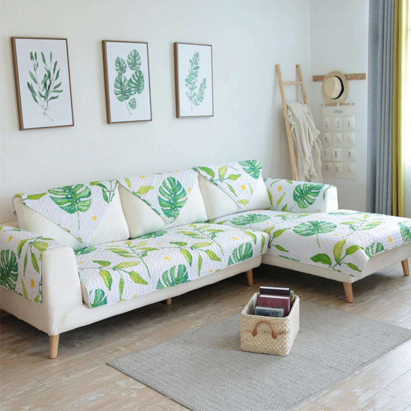 TUEDIO, хлопок, современный волшебный чехол для дивана, зеленые листья, чехол для дивана, нескользящий чехол для дивана, полотенце, диванные коврики, домашний декор, 1 шт