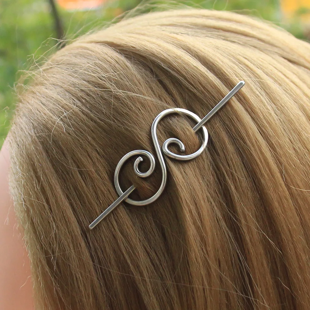 Unique Small Nickel Silver Hair Clip for Women Tiny Barrette Stick