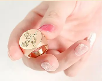 

Custom Design Luxury Golden Wedding Ring Logo Personalized Name Letters Picture Wax Seal Sealing Stamp