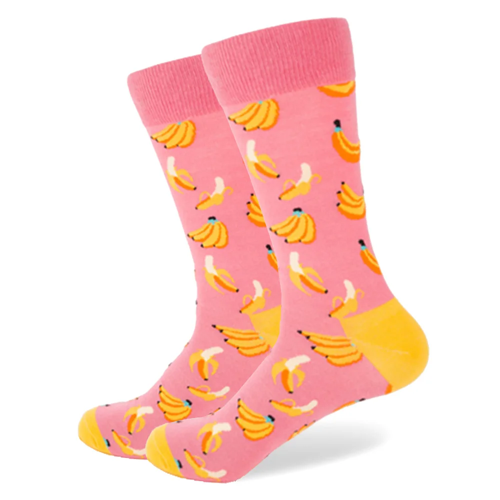 10 пар/лот красочные Для мужчин хлопковые носки с ума Повседневное Экипаж смешные носки авокадо банана Фламинго узор новинка уличная