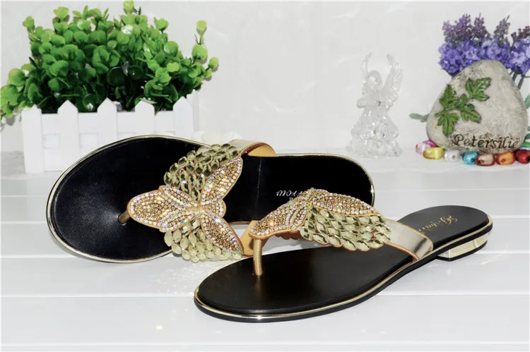 G-SPARROW 2017 New Summer Korean Womens Flip Flop Slippers Wedding Online Gold Flat Shoes For Prom10