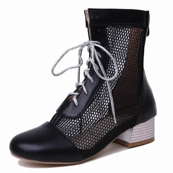 

18 autumn new mesh comfortable square with the square head size code 33-45 lace female boots 1883