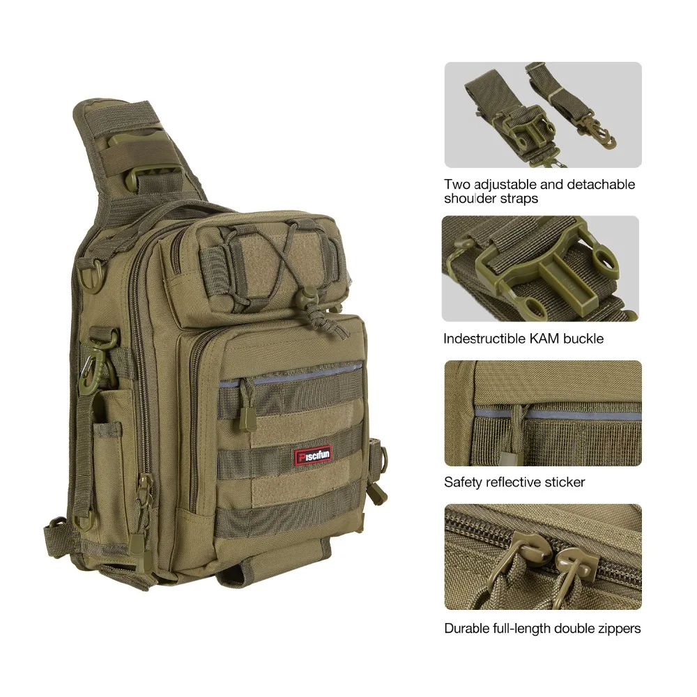  Piscifun Fishing Tackle Bag Waterproof Nylon 2 Sizes Single Shoulder Backpack Hand Chest Bag Outdoo - 32974652223
