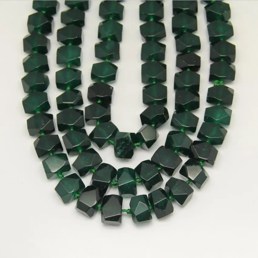 

Center Drilled Nugget Dark Green Malaysian Stones Faceted Beads DIY Necklace strand,Cut Raw Gems Loose Beads Slab Spacer Finding