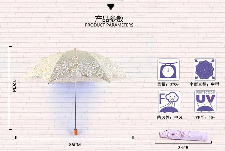 4 цвета цветок сливы зонтик кружева два складной зонтик УФ бренд Солнечный/дождь зонтик для женщин