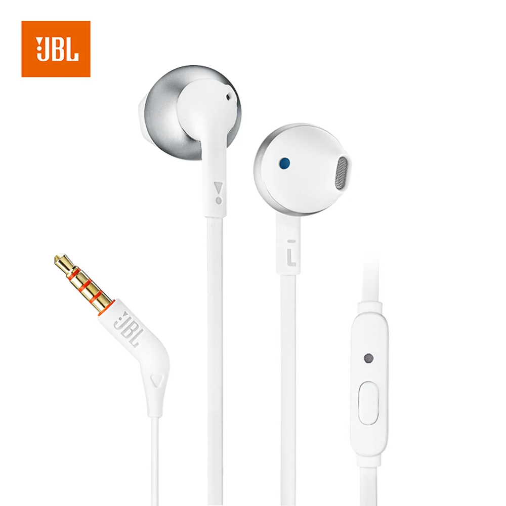 Original JBL Earphone T205 3 5mm Wired Earphone Stereo Music Earbuds Smart Phone Gaming Ear Phones Hands free with Mic