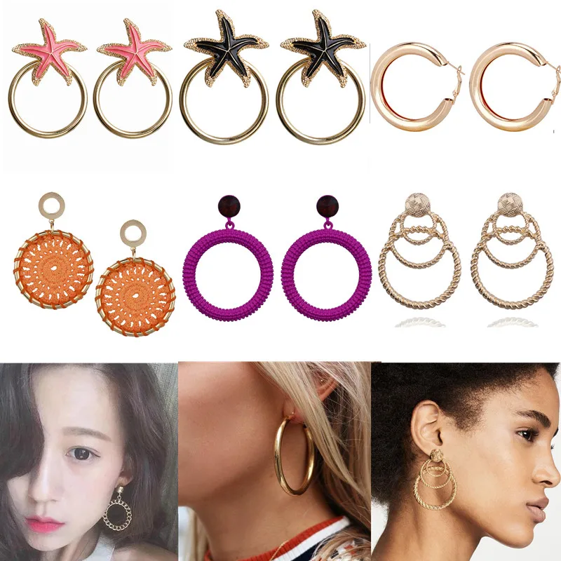 

Big Circle Colorful Smooth Hoop Earrings For Women Female Sexy Sweety Hoops Aros Mujer Earrings Set Fashion Jewelry