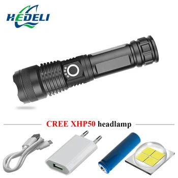 

usb most powerful flashlight cree XHP50 zoomble torch 18650 or 26650 charge flash light lantern led zaklamp hunting Searchlight