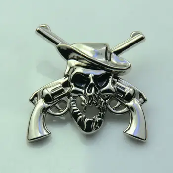 

(KB402) 10pc 1-1/2" Western Cowboy Decor Crossed Revolver Pistols Conchos Silver