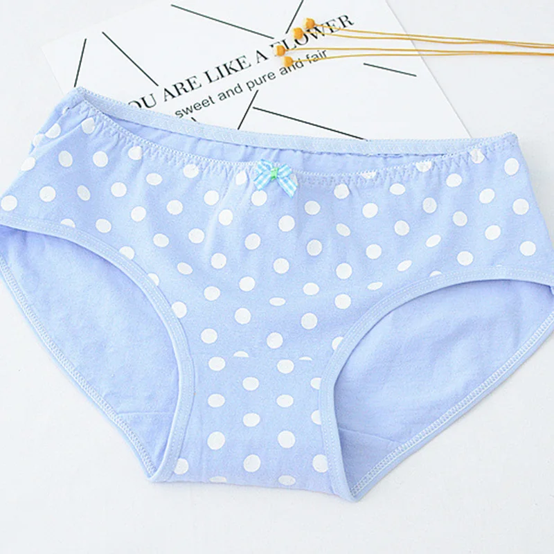QUECOO 5pcs/lots Combo set lovely sexy cartoon printing underwear cotton comfortable women's underwear panties ww-62