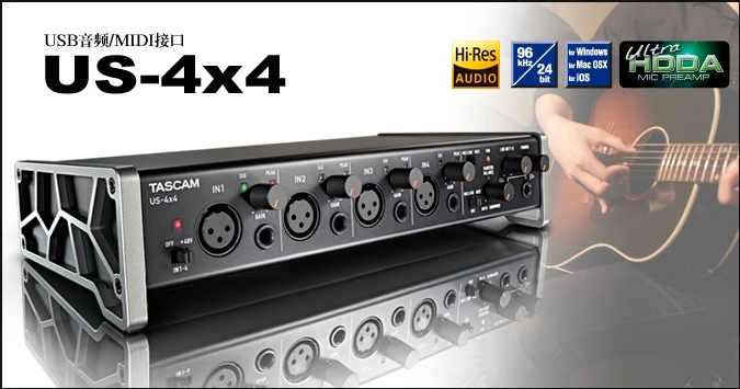 Tascam US-4x4 US4x4 4-in/4-out USB аудио/MIDI интерфейс Компьютер караоке звуковая карта студийная запись звуковая карта с микрофонными предусилителями