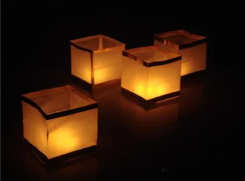 

100pcs 11cm/15CM Waterproof Chinese Square Water Floating Candle Wishing Paper Lanterns Yellow Light Party Birthday Decoration