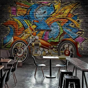 

beibehang Custom Photo Wallpaper 3D Living Room Fashion Motorcycle Graffiti Painting Wall papel de parede 3d para salamural
