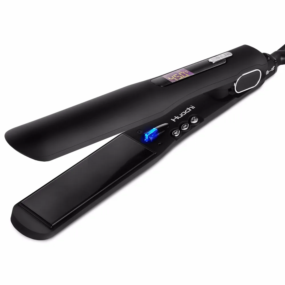 

Temperature Control Wide Ionic Ceramic Tourmaline Flat Iron LCD Worldwide Dual Voltage Black Professional Hair Straightener V183