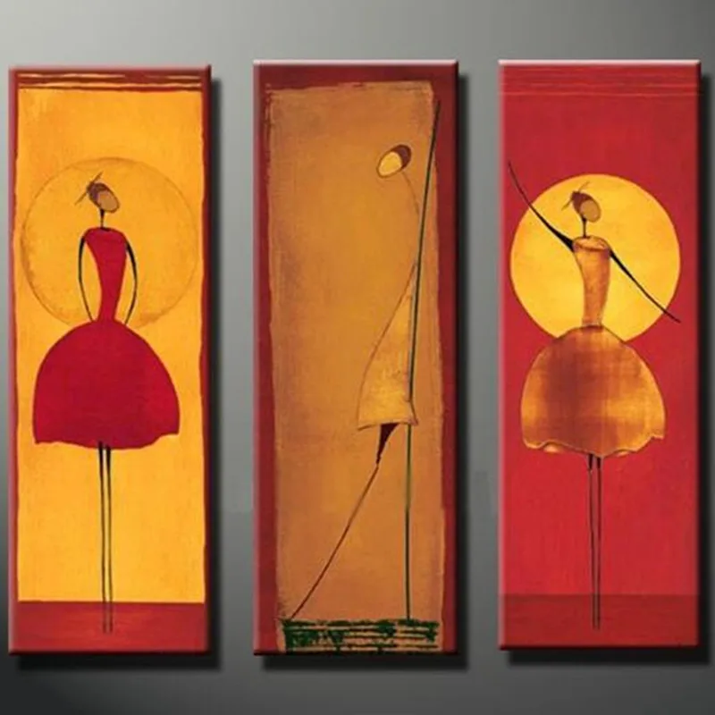 

Hand-painted Abstract Figure Oil Painting on Canvas Modern Home Wall Art Acrylic Women Dancers Paintings 3 Piece Pictures Sets