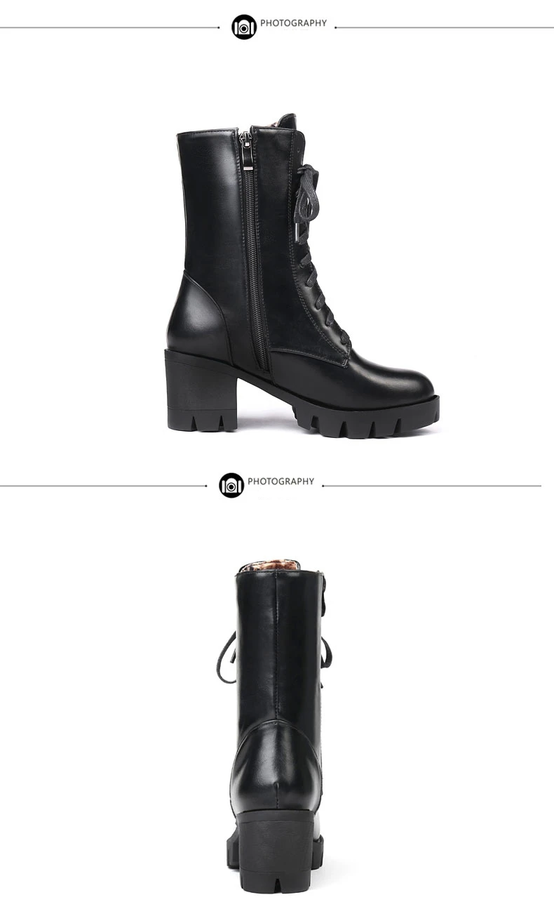 RQFF Brand Ankle Boots Women With Box Big size34-43 Fur Shoes Woman Winter Leather Plush High Heel Boot Female Ladies Black Shoe (19)