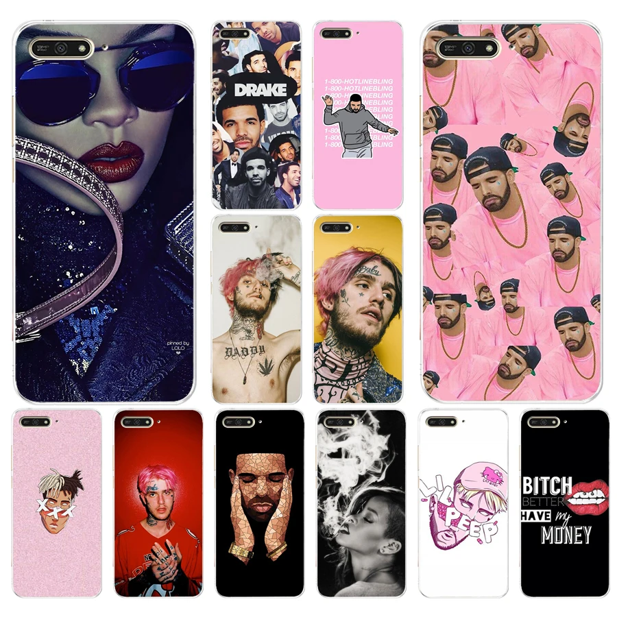 

75A Drake Rihanna Lil Peep Cartoon Soft Silicone Tpu Cover Case for huawei Honor 7a pro 7x play 5.45 5.7 inch case