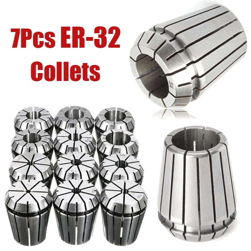 

7Pcs ER-32 Collets CNC Precision Collet Set 3/16 1/4 5/16 3/8 1/2 9/16 3/4''