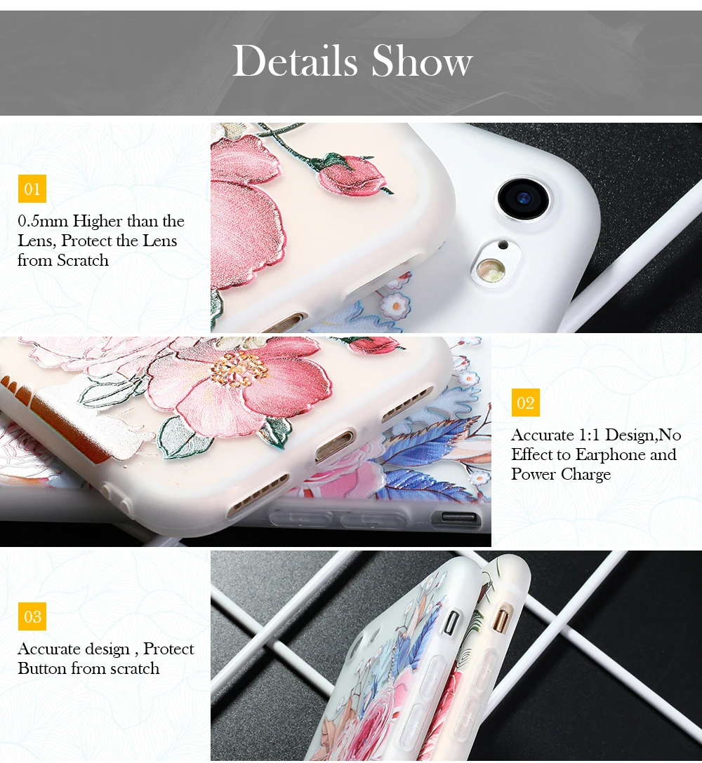 3D Relief Case for Iphone 6s Soft Protective TPU Back Cover for Iphone 5 5S 6s Plus X XS Max XR Phone Silicone Case for Iphone 7 (22)