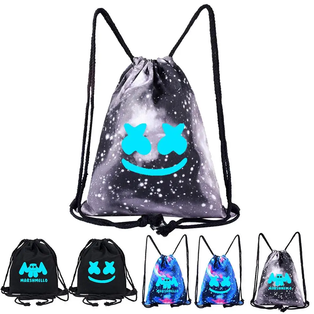 

Cool Canvas Starry Sky DJ Marshmello Drawstring Backpack Knapsack Travel Bag Rucksack