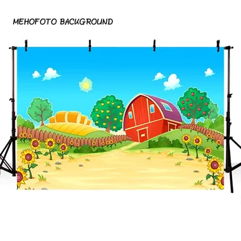 

MEHOFOTO Red Barn Photography Backdrop Farm Theme Barn Barnyard House Kids Birthday Photo Backgrounds for Photo Booth