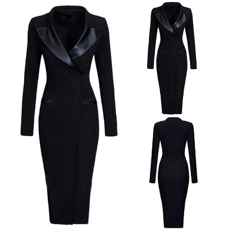  Hot Sale Women Autumn Dress Long Sleeve Solid Formal Evening Party Ball Gown Dress Long Dress Elegant Vestido Wholesale F#S27 (1)