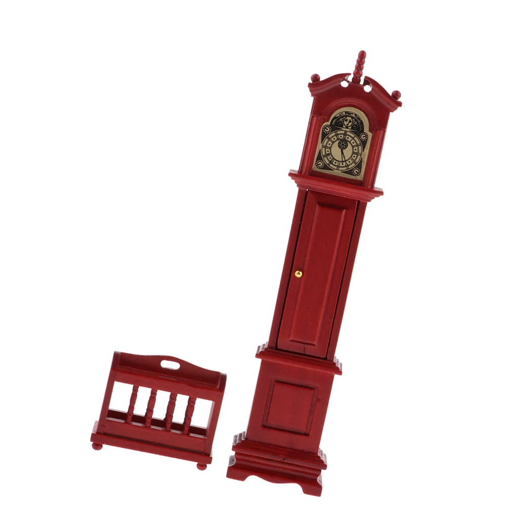

1/12 Dollhouse Miniature Room Furniture Vintage Grandfather Clock Basket