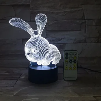 

Lovely 7 Colors 3D Rabbit Shape LED Lamp Atmoshpere Light with Switch Lamp as Children's Holiday Gifts Remote Or Touch Control