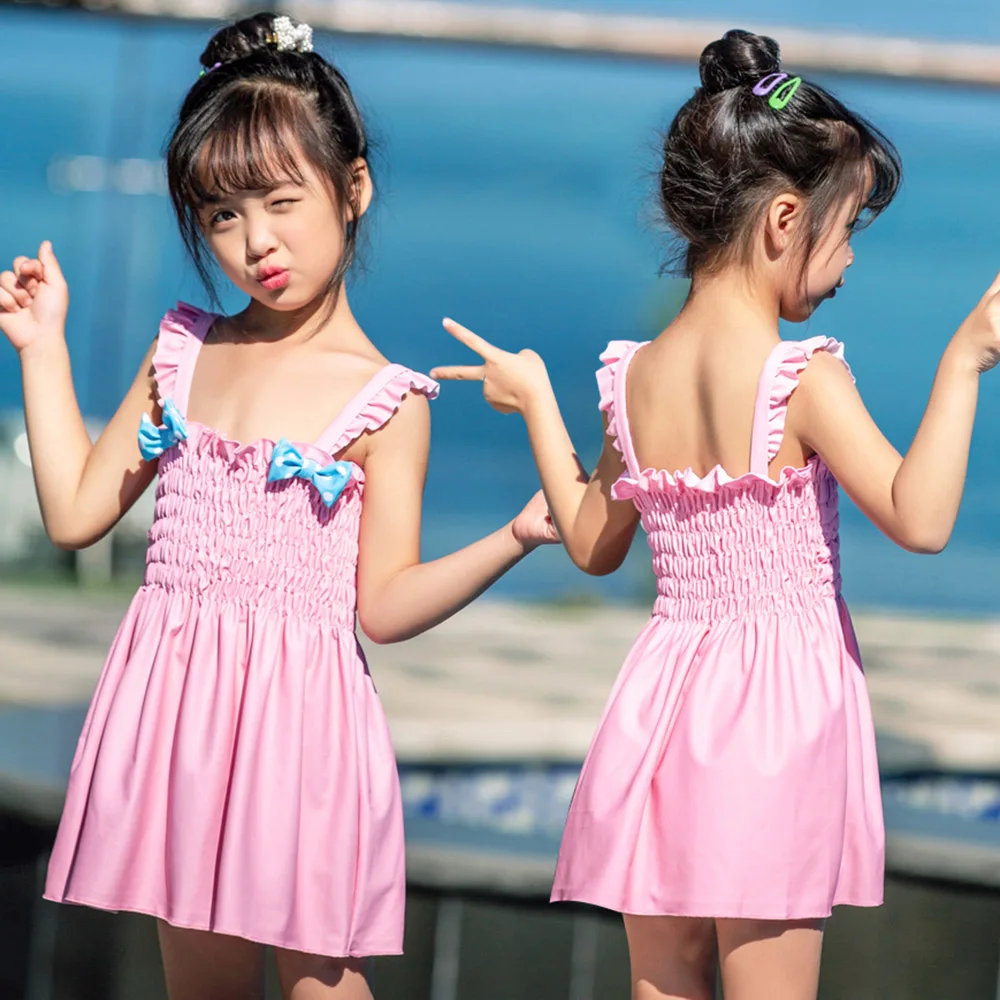 

Swimwear Girls Baby Bathing Suit For Kids Swimsuit One Piece Child Swimming Dress May Beach Sports Bathers Beachwear Pink