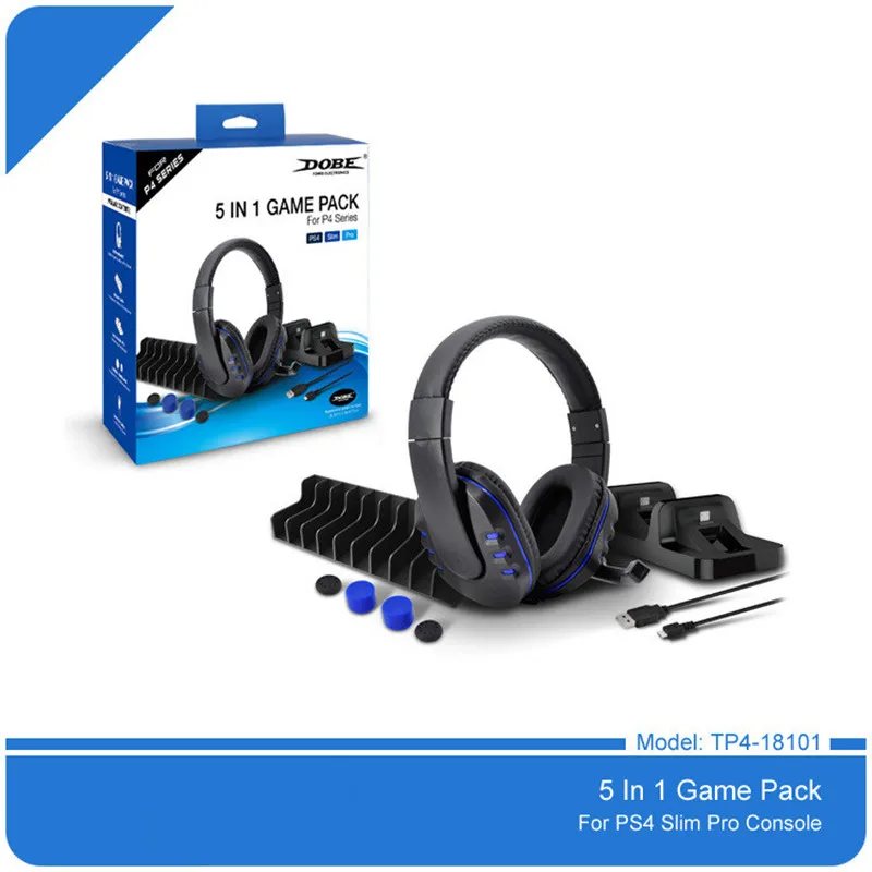 PS4 Slim Gaming Headset 3 5mm Stereo Headset with Microphone Noise Reduction Charger stand Game Disc Storage Stand thumbstick