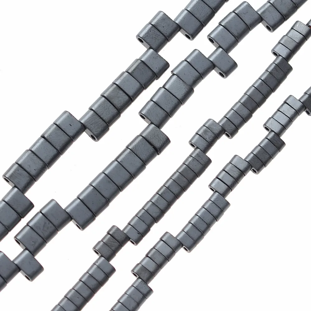 

Natural Stone Hematite Beads Matt Cuboid shape Loose Two heloes beads 4/6mm for DIY Necklace Bracelet Jewelry Making Accessories