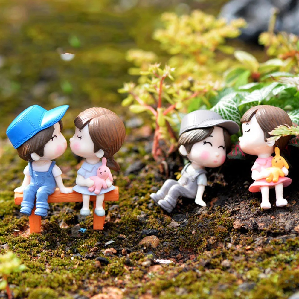 

3Pcs/Set Lovers Chair Miniature Landscape DIY Ornament Garden Dollhouse Decor Ornament Pots Fairy DIY Miniature Dollhouse