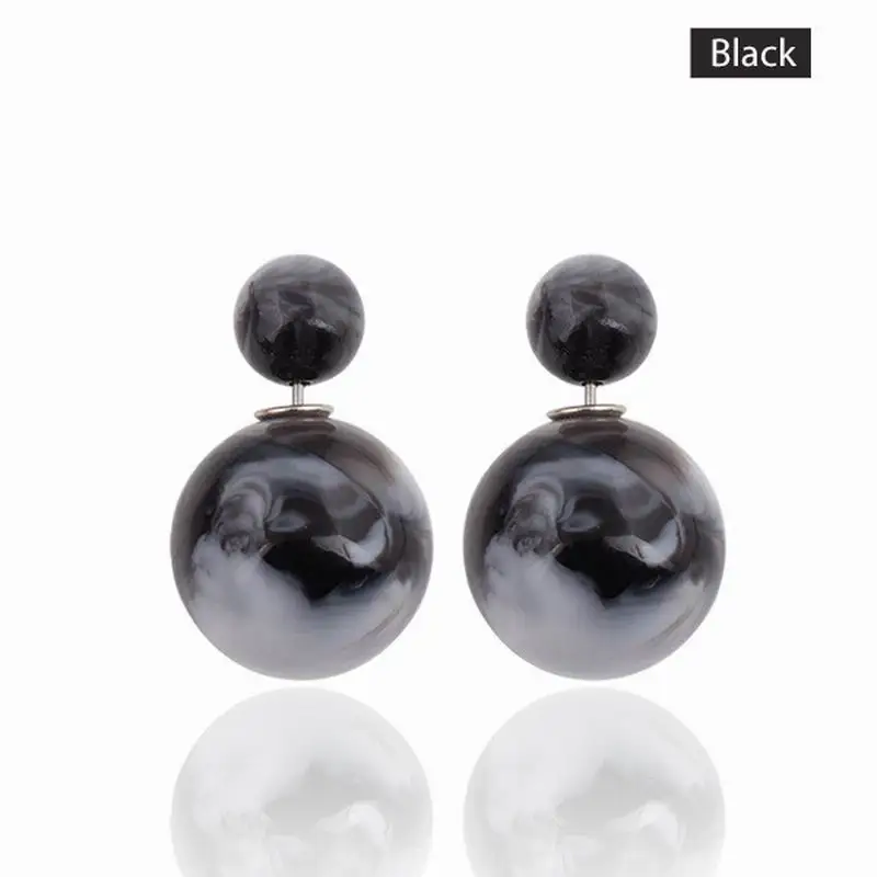 

New Arrival Double Simulated Pearl Earrings For Women Universe Colorful Ball Stud Earrings