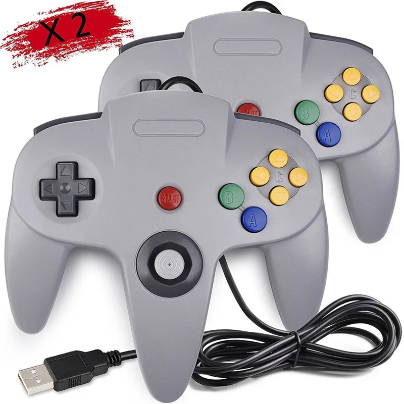 

Classic Retro N64 64 Joystick USB 2.0 Wired Game Controller Gamepad For PC/MAC windows Gamecube 2pcs