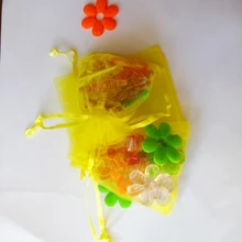 50 шт. 25*35 см желтый мешочек из органзы Ювелирная упаковка Дисплей сумки шнурок Чехол для браслеты/Колье мини Пряжа сумка