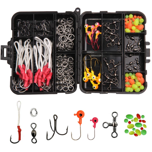 120Pcs/Box Fishing Jig Bait Accessories With Jig Assist Hooks Double Split  Rings Swivels Treble Hook Beads Fishing Tackle Tool - AliExpress