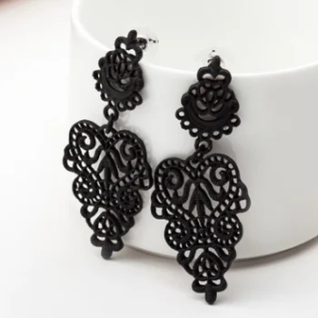 

Gothic Women Dangle Earring Bohemia Style Black Alloy Pierced Long Dangle Drop Earrings Jewelry Accessories