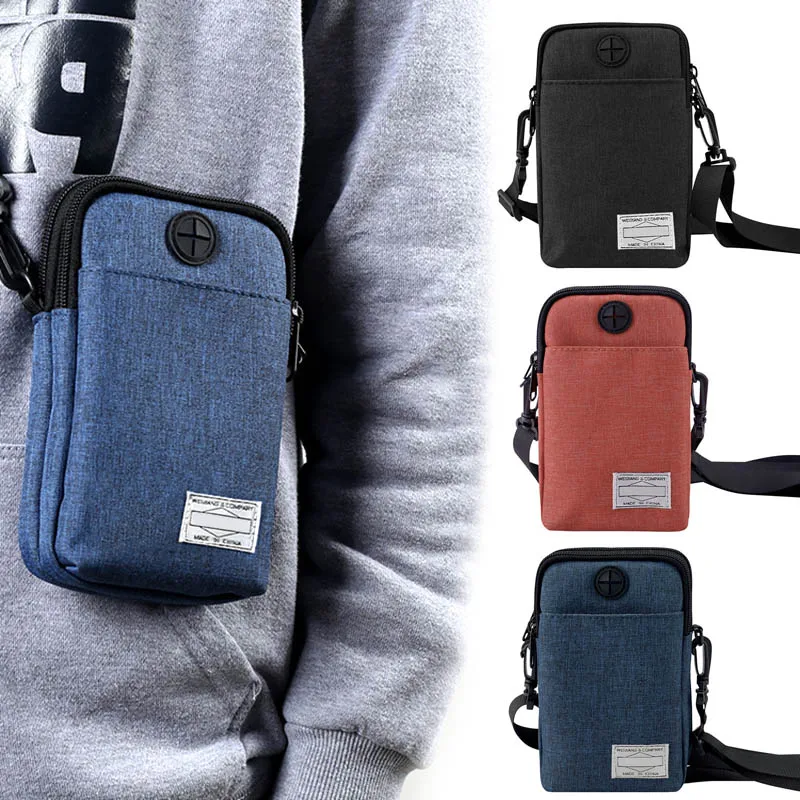 2018 nuevo bolso de teléfono impermeable multifuncional para hombre con agujeros para auriculares WML99