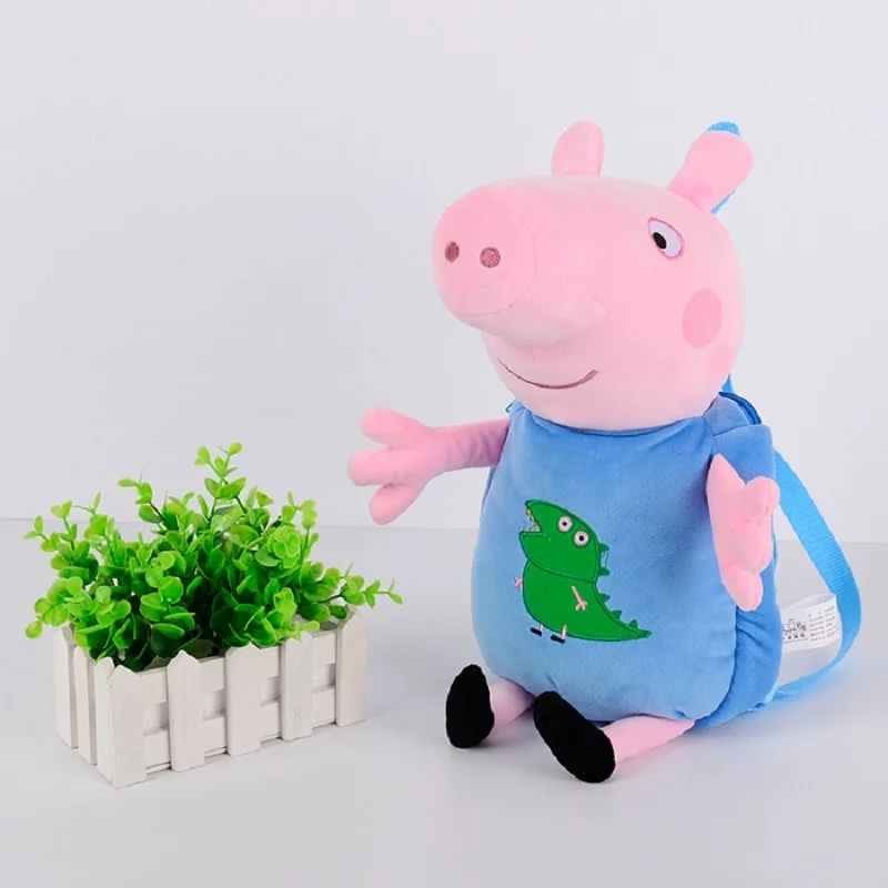 Peppa Pig плюшевые игрушки для мальчиков и девочек дети кавайная Сумка Рюкзак Школьная Сумка 44 см Peppa George мультфильм сумка Мягкие плюшевые куклы - Цвет: George Backpack 44cm