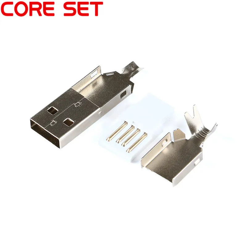 

3 in 1 DIY USB Type A Metal Male Jack Plug Connector Tail Charging Port Welding