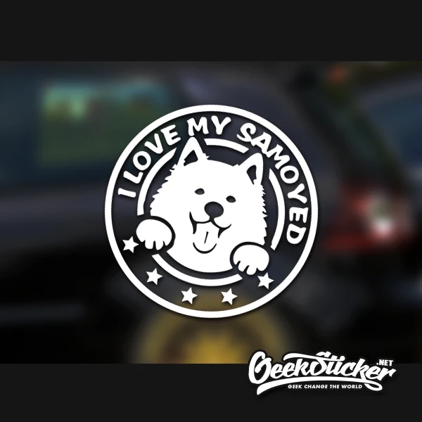

11*11cm Die cut Pet Animal Stickers Cute Dog Vinyl Stickers Funny Samoyed Car Front Window Reflective Waterproof Decal