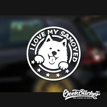 

11*11cm Die cut Pet Animal Stickers Cute Dog Vinyl Stickers Funny Samoyed Car Front Window Reflective Waterproof Decal