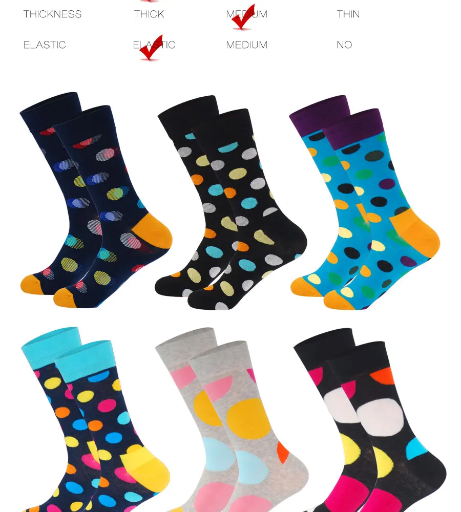 Для мужчин Повседневное горошек дизайн Happy Socks 2018 Новый Применение высокое качество хлопок дышащая платье Wave Point до носки Лидер продаж