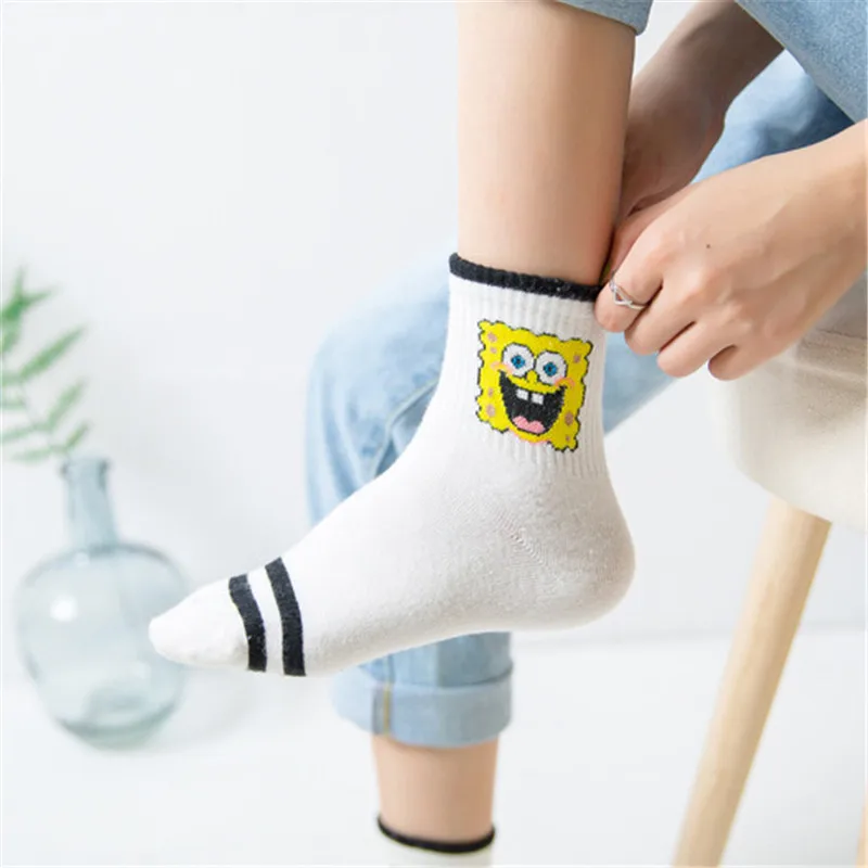 Novelty Socks Women's Women's Street Graffiti Korea Japenese Mona Lisa Funny Sock Harajuku Design Cotton Fashion Trend Sokken