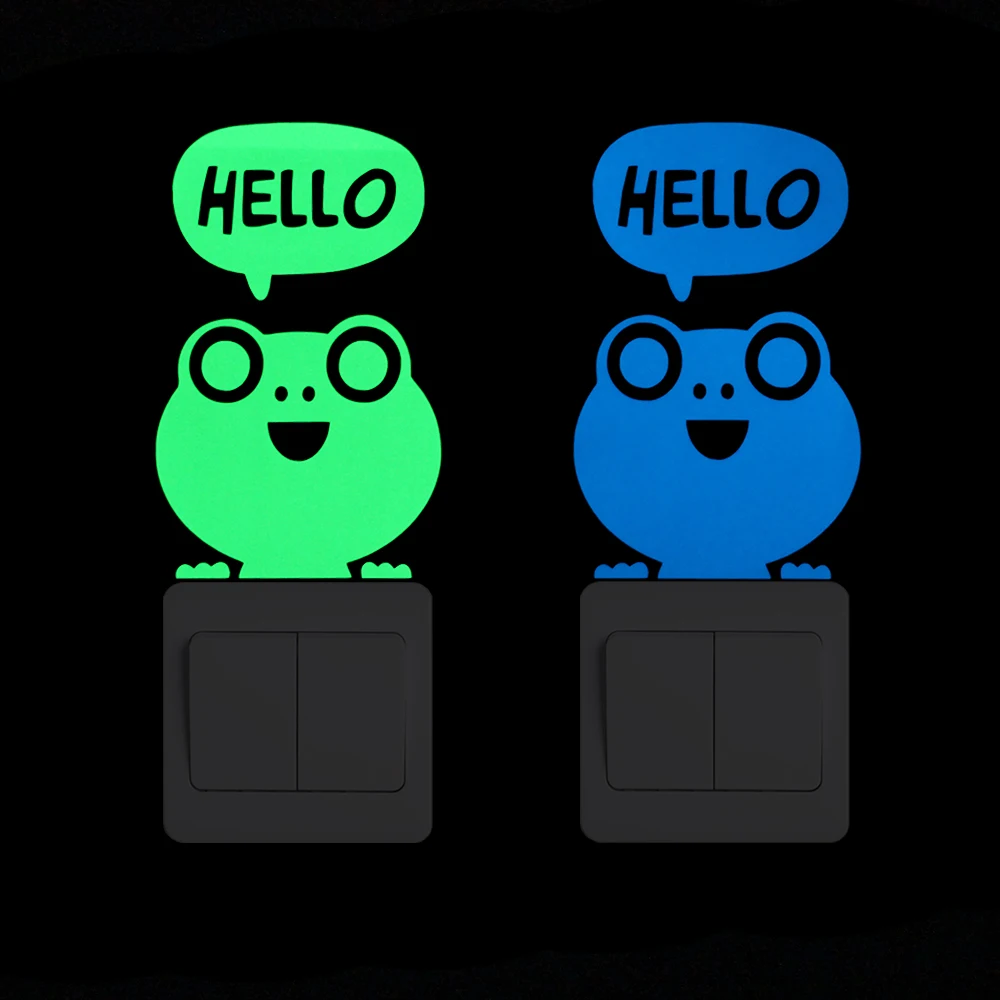 

Lovely Cartoon Frog Glow in the Dark Switch Sticker Decal Kids Room Baby Bedroom Home Decor Wall Decoration Luminous Sticker