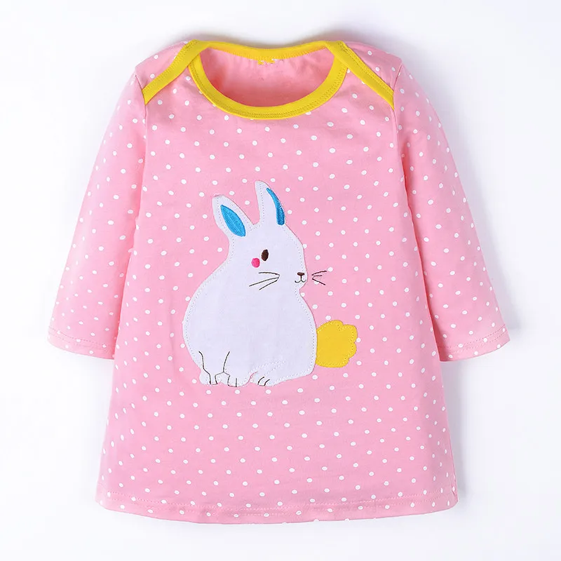 

Jumping meters Children's clothing girls dresses applique bunny kids dress autumn long sleeve girls hot selling baby clothes