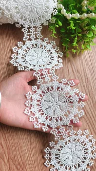 

Off wihte venise water soluble embroidered Fabric Lace Trim with Snowflake,DIY Sewing Supplies Craft For Decoration TEN YARDS