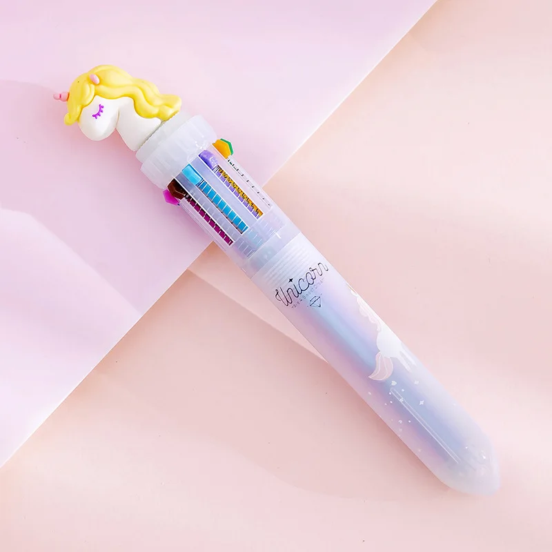 Colorful Cartoon Rainbow Unicorn 10 Colors Ballpoint Pen School Office Supply Writing Supply Gift Stationery Papelaria Escolar - Цвет: 02