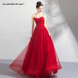 Robe demoiselle d'honneur Новый Кружева из бисера сексуальное, с лифом сердечком, с открытой спиной Линия красное платье подружки невесты Длинные vestido