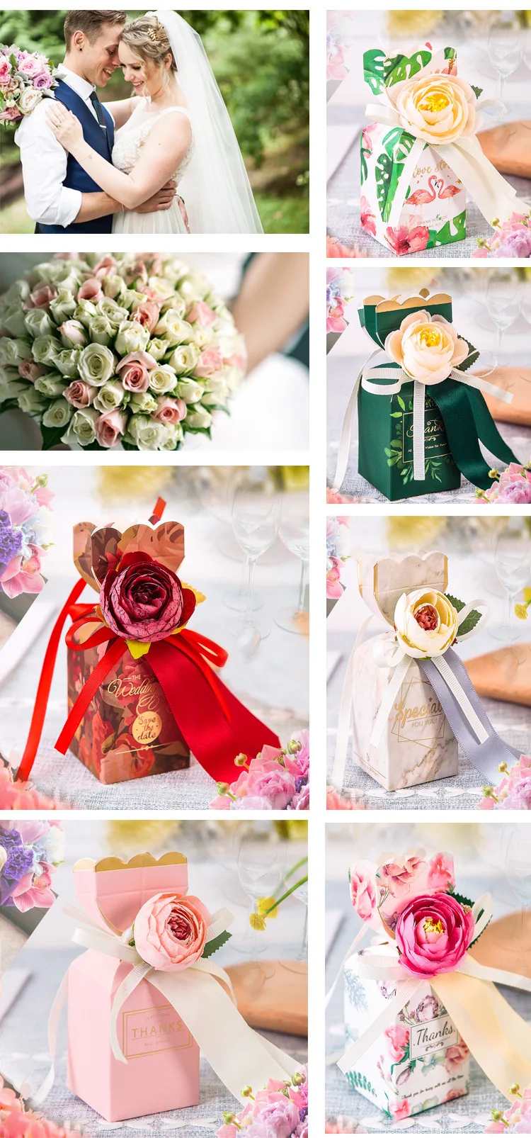 Перепелиные 20 шт DIY Свадебные сувениры конфеты коробки с лентой и цветком/фламинго для помолвки, прием гостей в доме невесты, лес зеленый